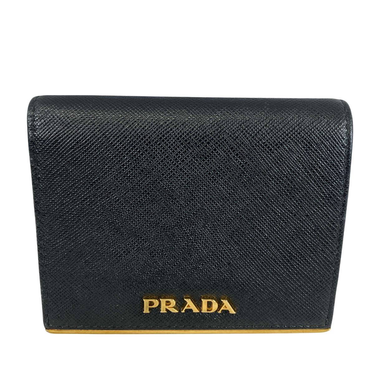 PRADA プラダ 二つ折り財布 サフィアーノ メタルバー ブラック ネロ