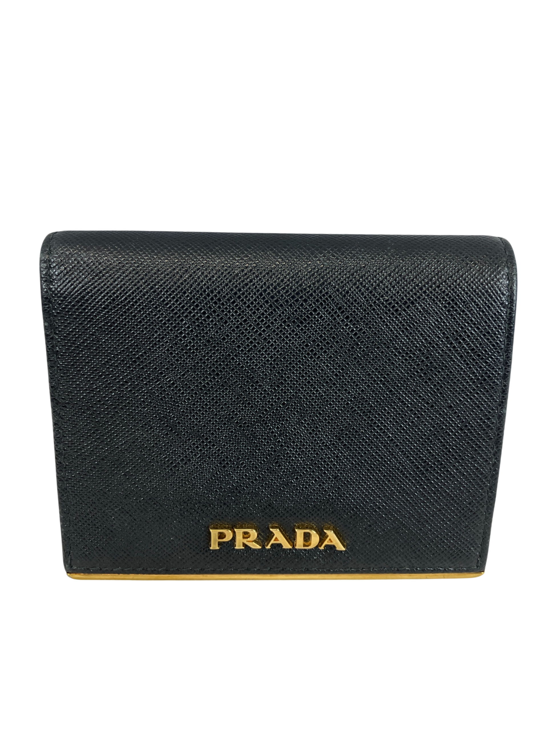 新品 プラダ PRADA 2つ折り財布 サフィアーノ メタル ネロ PRADA プラダ 二つ折り財布 サフィアーノ メタルバー ブラック ネロ