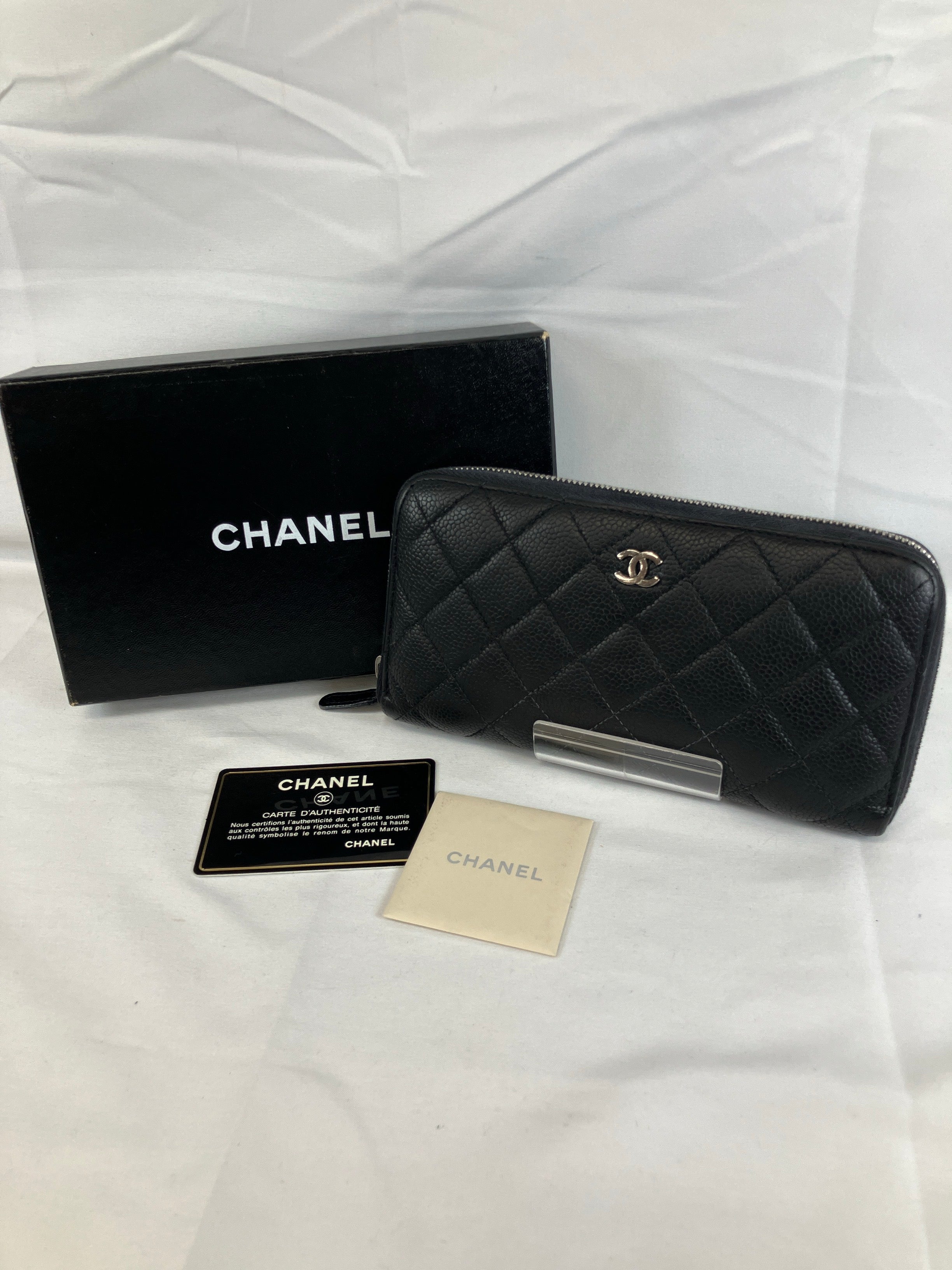 CHANEL シャネル 長財布 マトラッセ ココマーク ラムスキン ブラック