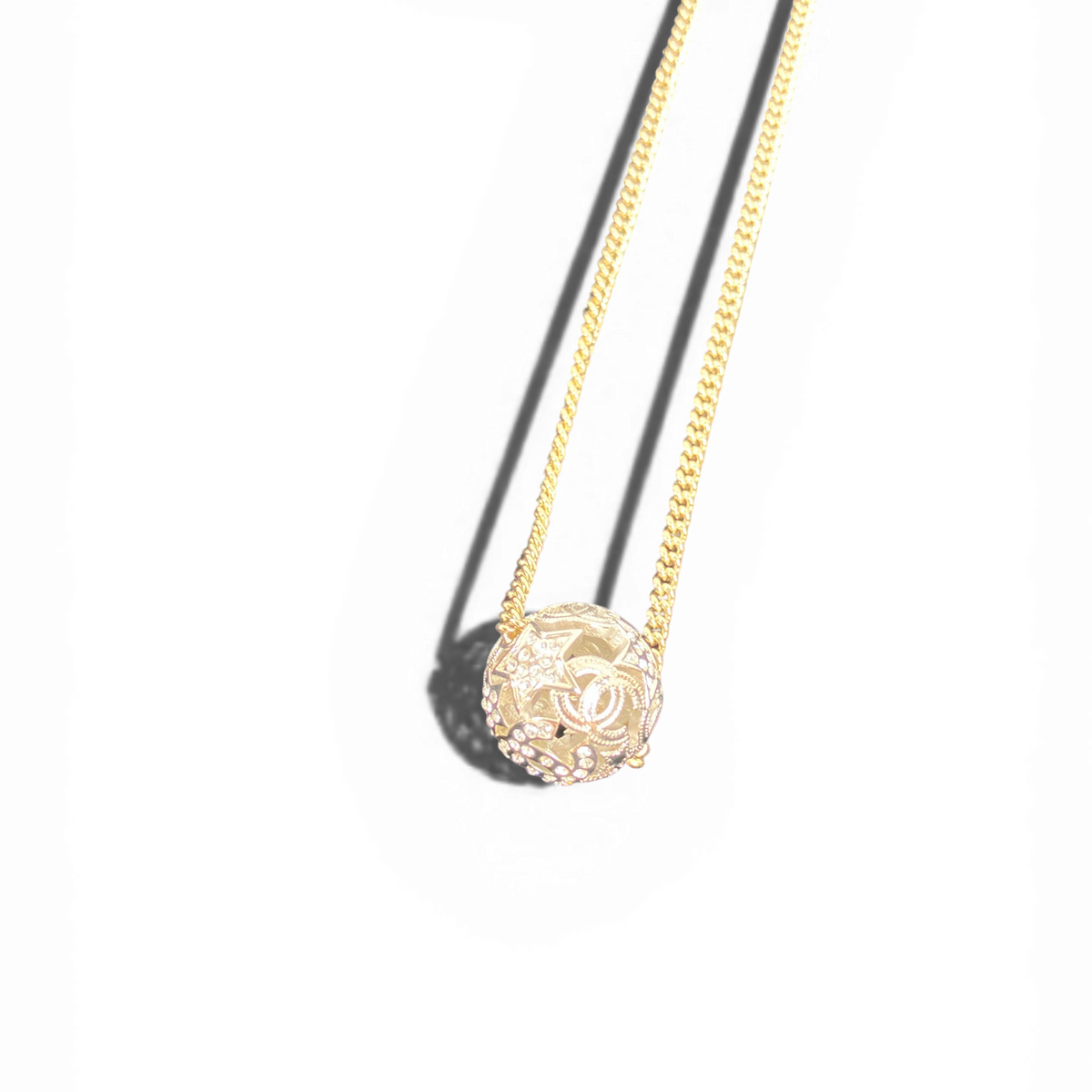 CHANEL シャネル ネックレス ココマーク シルバー ストラス ライン