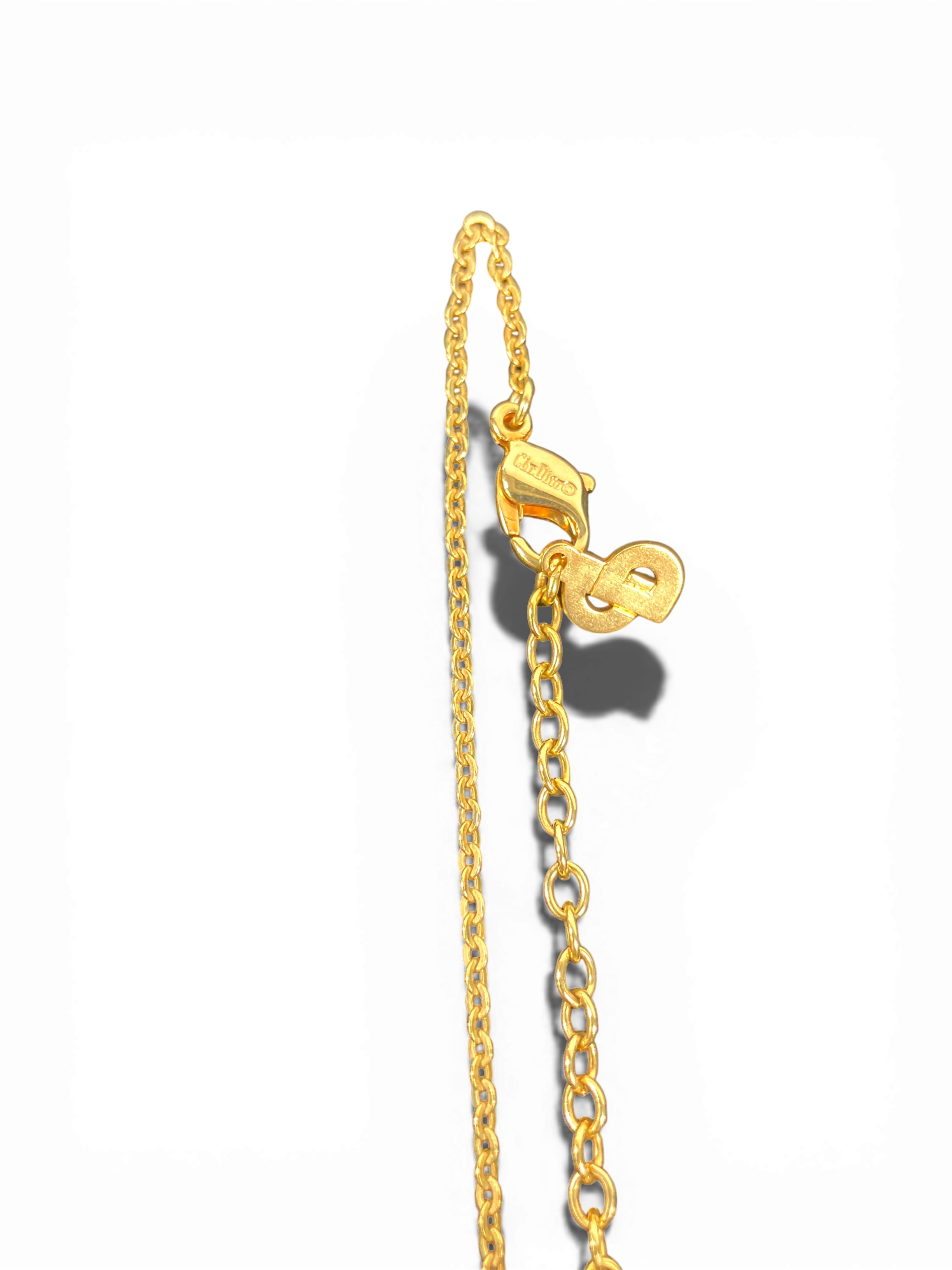 Dior ディオール ネックレス ゴールド ラウンド ロゴ ラインストーン