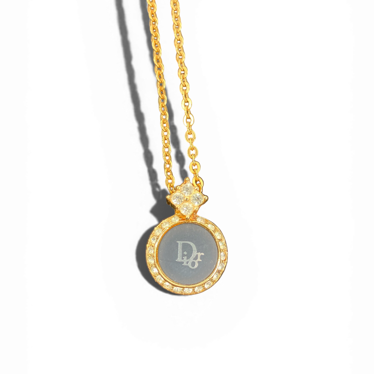 Dior ディオール ネックレス ゴールド ラウンド ロゴ ラインストーン