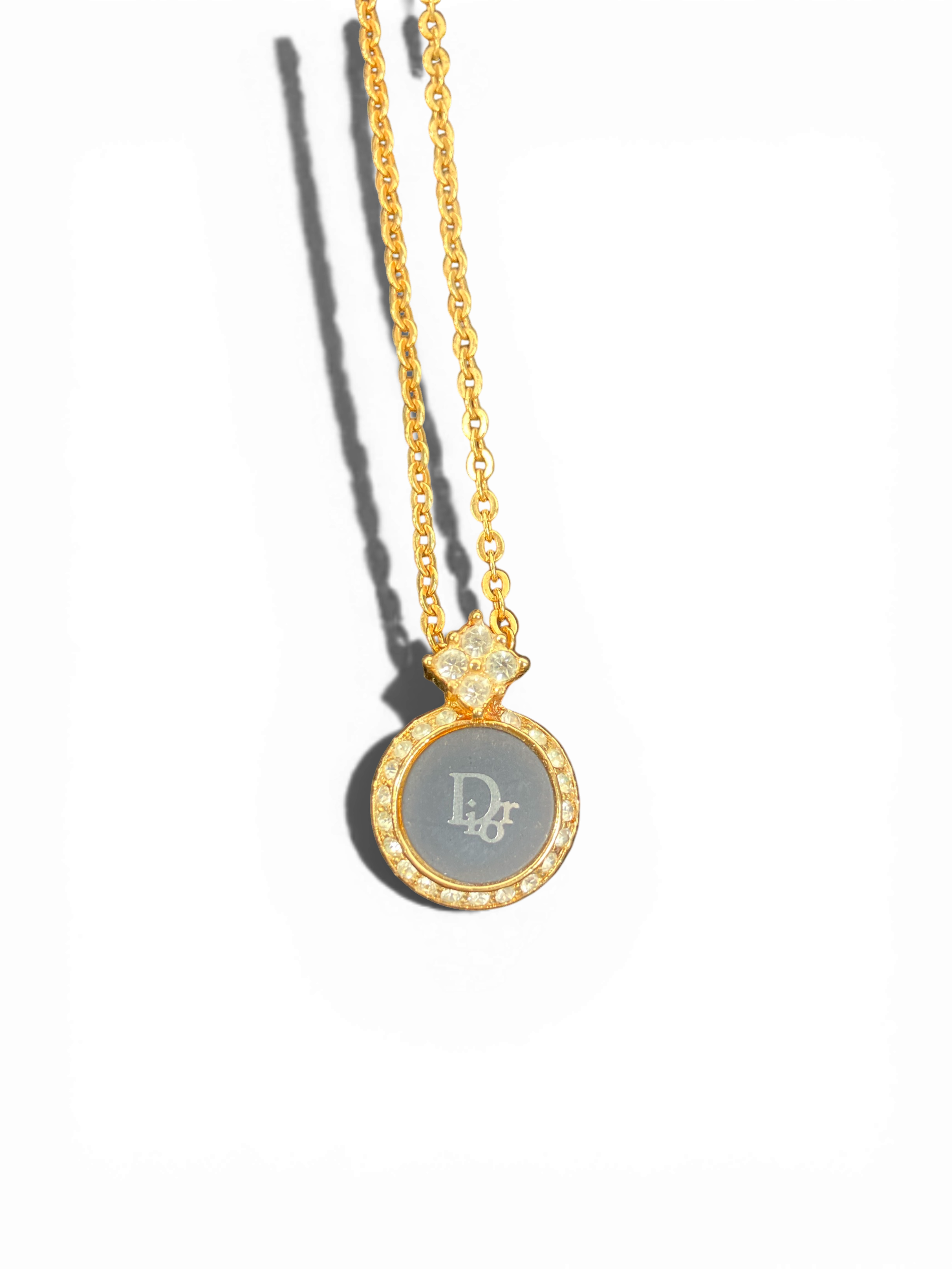 Dior ディオール ネックレス ゴールド ラウンド ロゴ ラインストーン