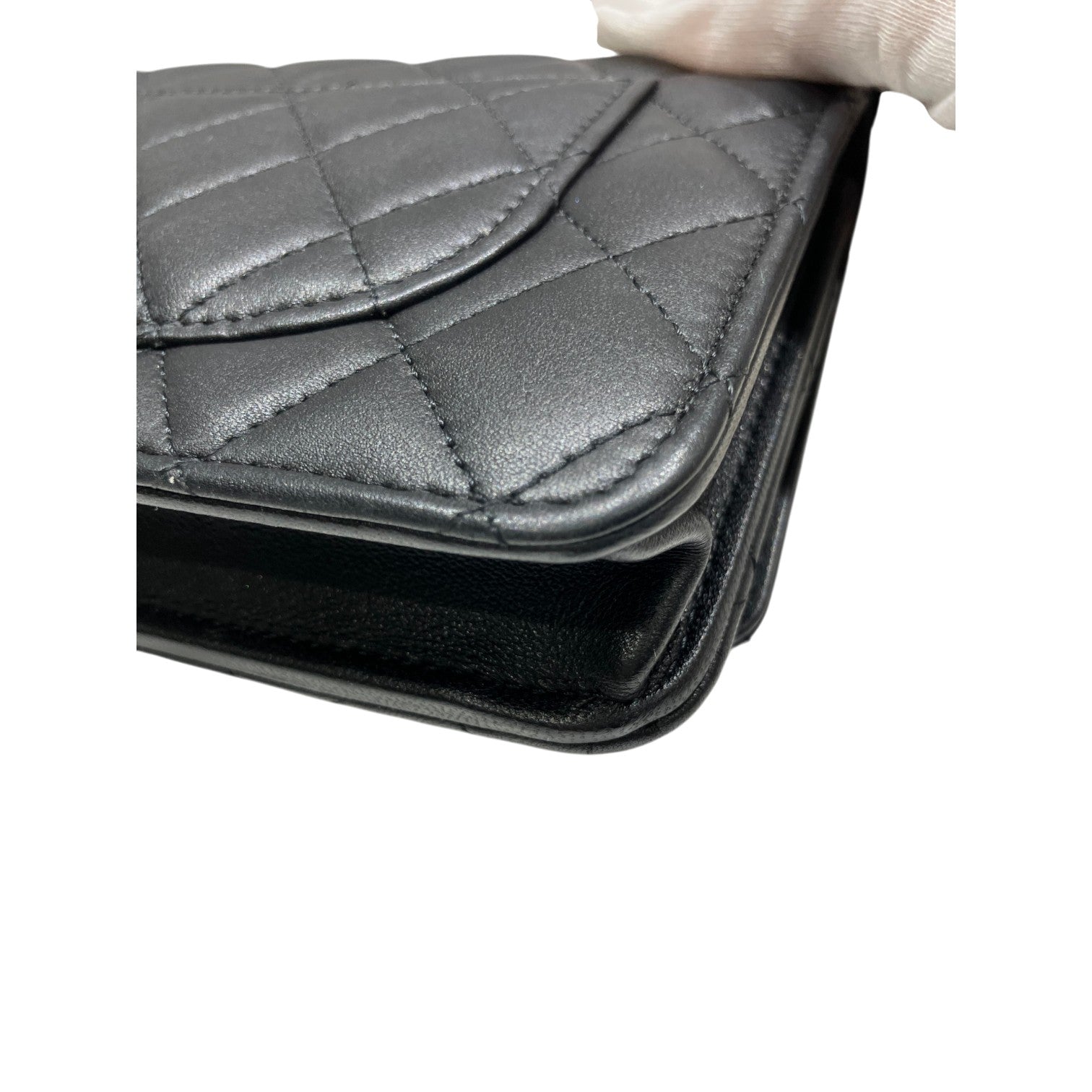 CHANEL シャネル チェーンウォレット ショルダーバッグ パールチェーン フェイクパール ラムスキン マトラッセ ココマーク ブラック レディース