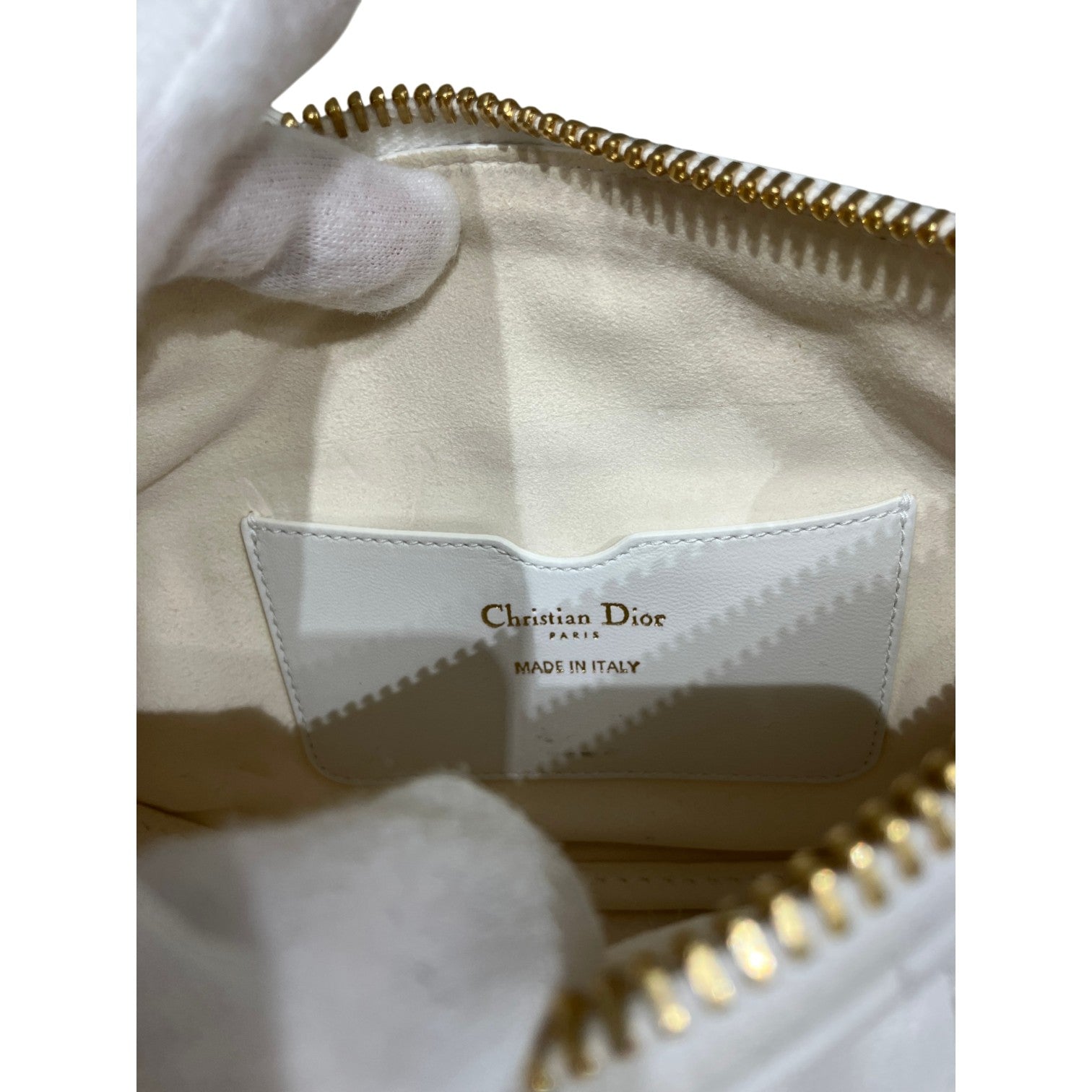 Christian Dior クリスチャンディオール カナージュ ヴァイブ ホーボーバッグ スモール ハンドバッグ 肩掛け ショルダーバッグ 2way ラムスキン レザー ホワイト ゴールド  半月型 レディース