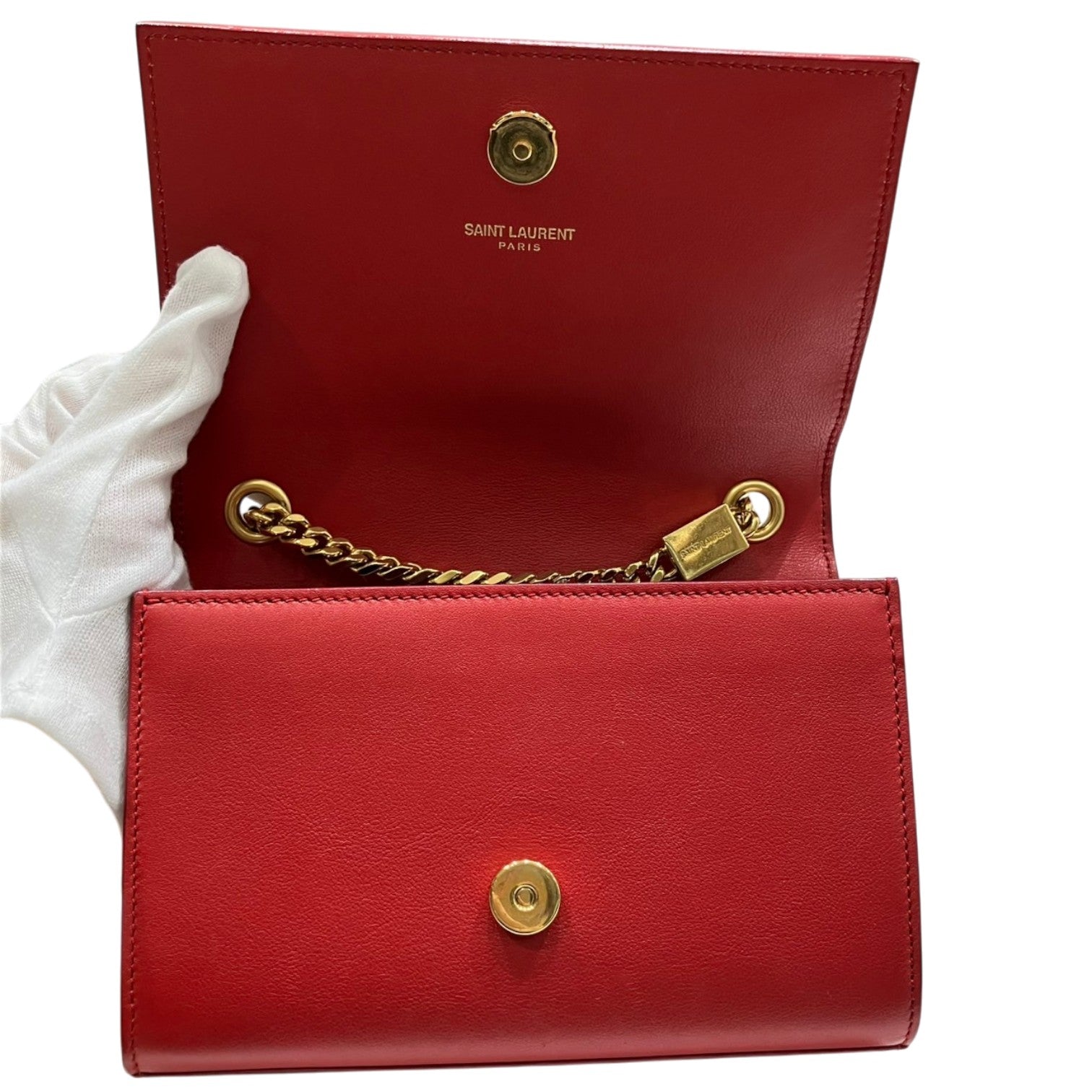サンローラン　RED チェーンショルダーバック SAINT LAURENT サンローラン YSL チェーン ショルダーバッグ 2014