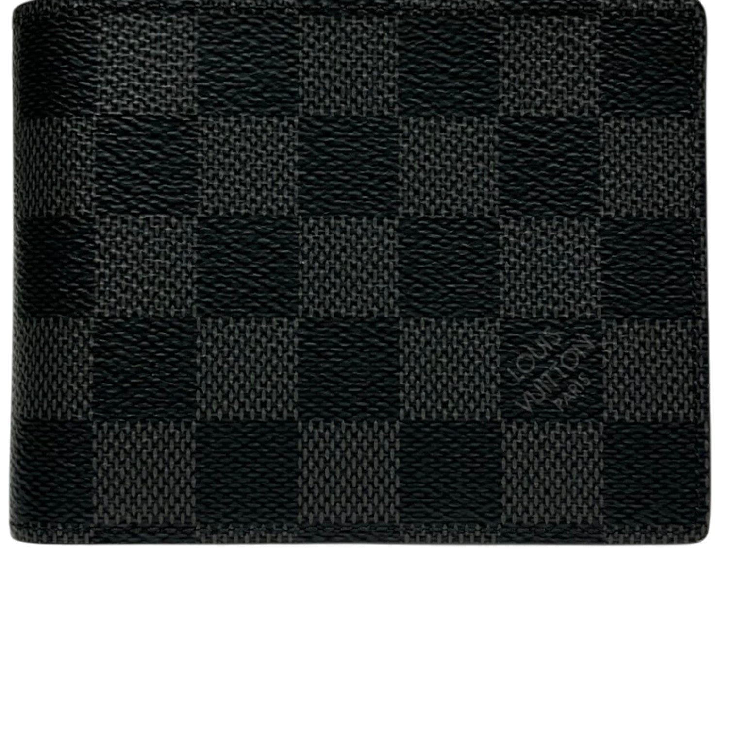Louis Vuitton ルイヴィトン 二つ折り財布 ポルトフォイユスレンダー ダミエ グラフィット N63261 レザー ブラック メンズ