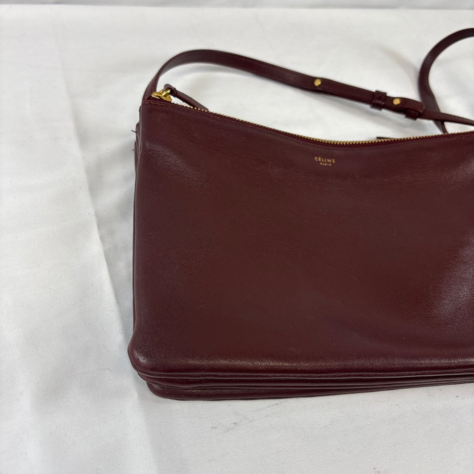 CELINE セリーヌ トリオスモール ショルダーバッグ ボルドー ロゴ