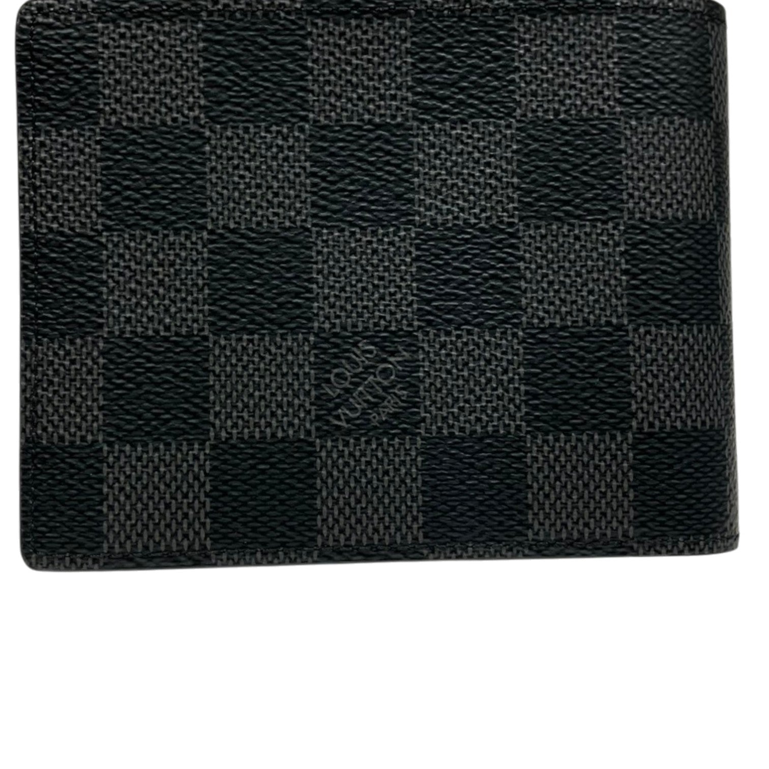 Louis Vuitton ルイヴィトン 二つ折り財布 ポルトフォイユスレンダー ダミエ グラフィット N63261 レザー ブラック メンズ
