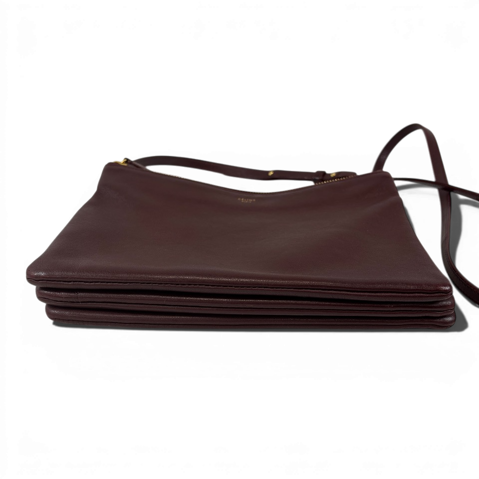 CELINE　セリーヌ　トリオスモール　ショルダーバッグ　ボルドー　ロゴ　165113ETA
