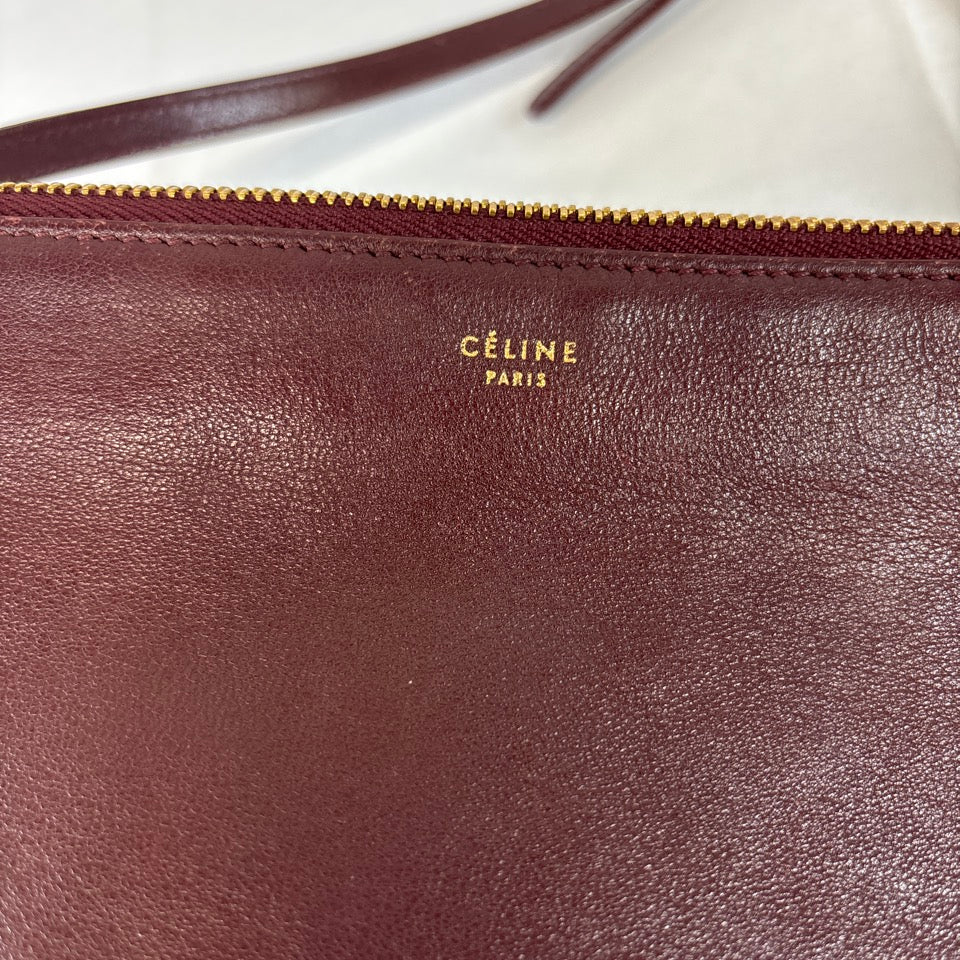 CELINE セリーヌ トリオスモール ショルダーバッグ ボルドー ロゴ