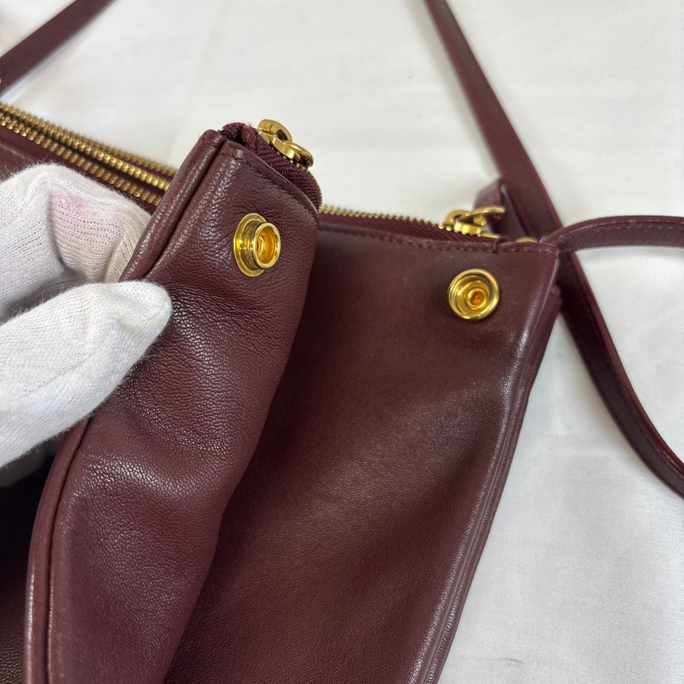 CELINE　セリーヌ　トリオスモール　ショルダーバッグ　ボルドー　ロゴ　165113ETA
