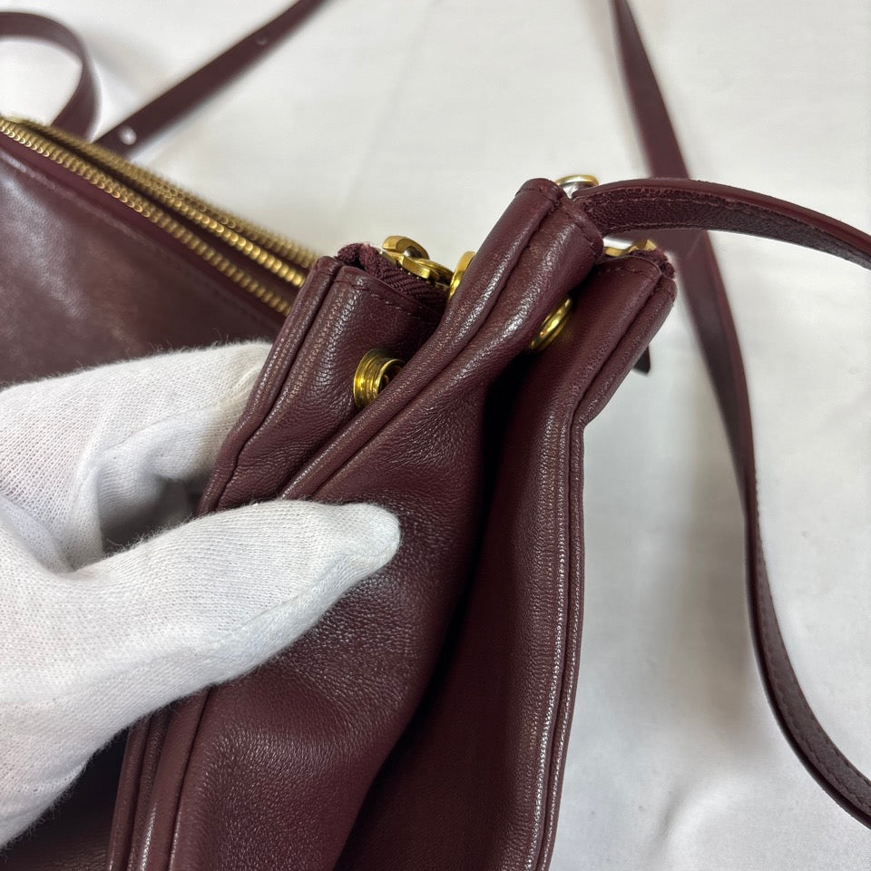 CELINE　セリーヌ　トリオスモール　ショルダーバッグ　ボルドー　ロゴ　165113ETA