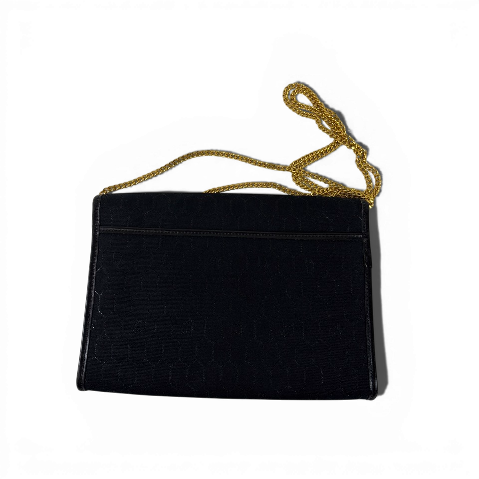 Dior　クリスチャンディオール　チェーン　ショルダーバッグ　クラッチバッグ　2way　ハニカム　ブラック　ゴールド