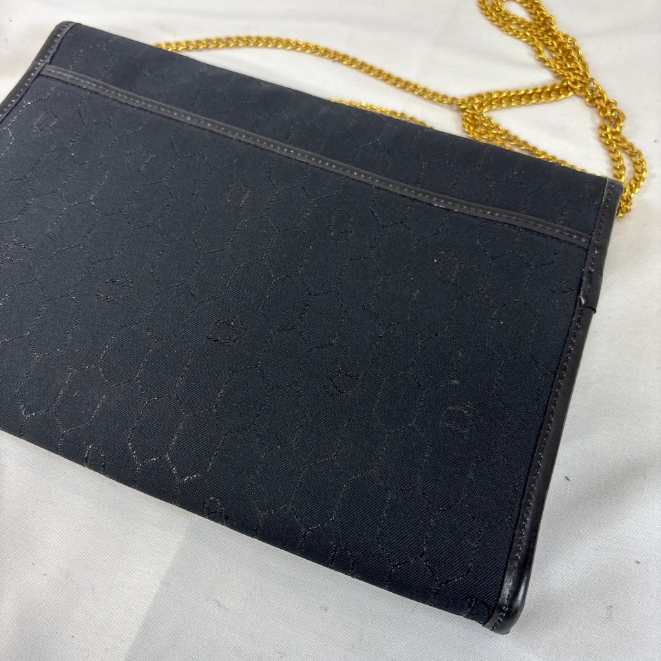 Dior　クリスチャンディオール　チェーン　ショルダーバッグ　クラッチバッグ　2way　ハニカム　ブラック　ゴールド