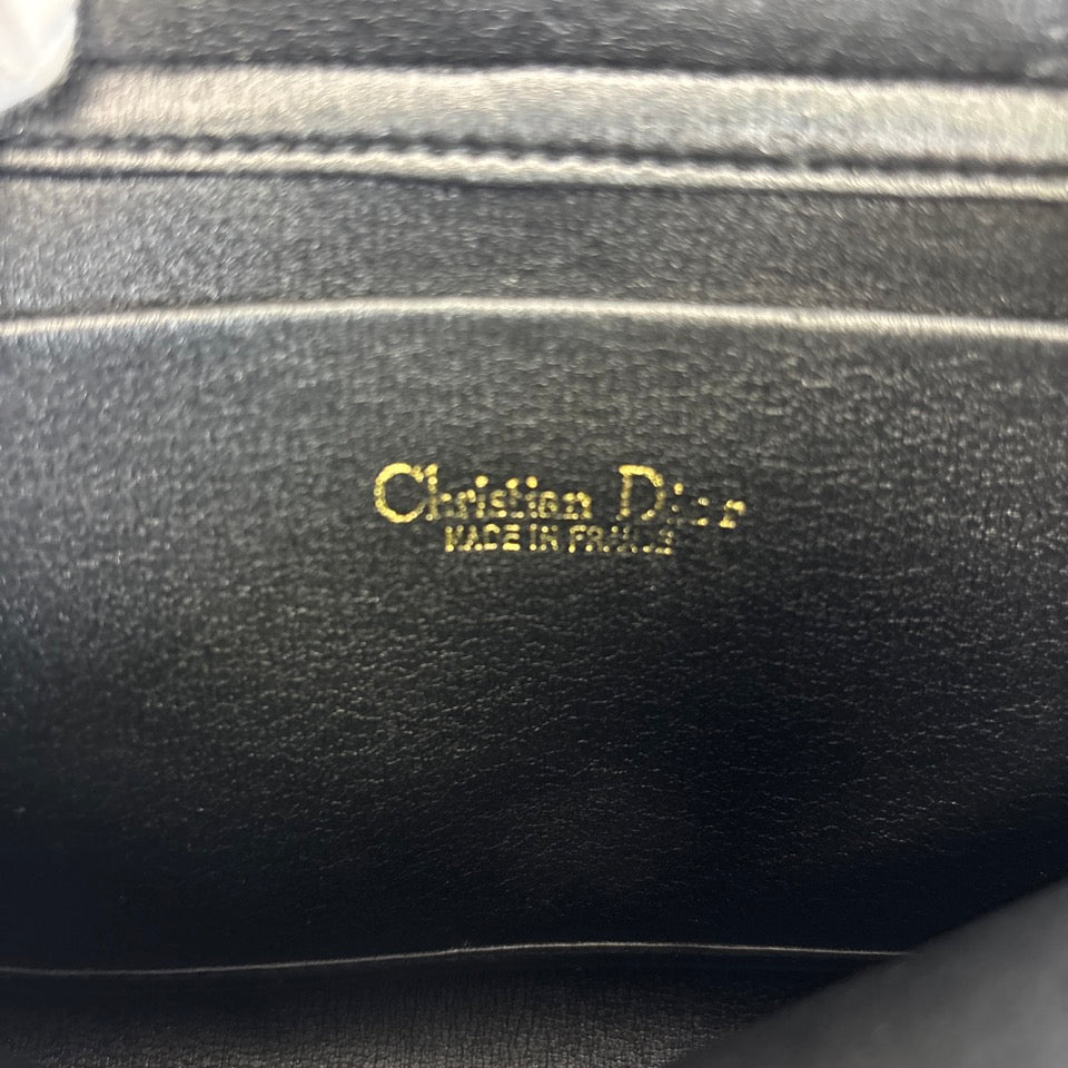 Dior　クリスチャンディオール　チェーン　ショルダーバッグ　クラッチバッグ　2way　ハニカム　ブラック　ゴールド