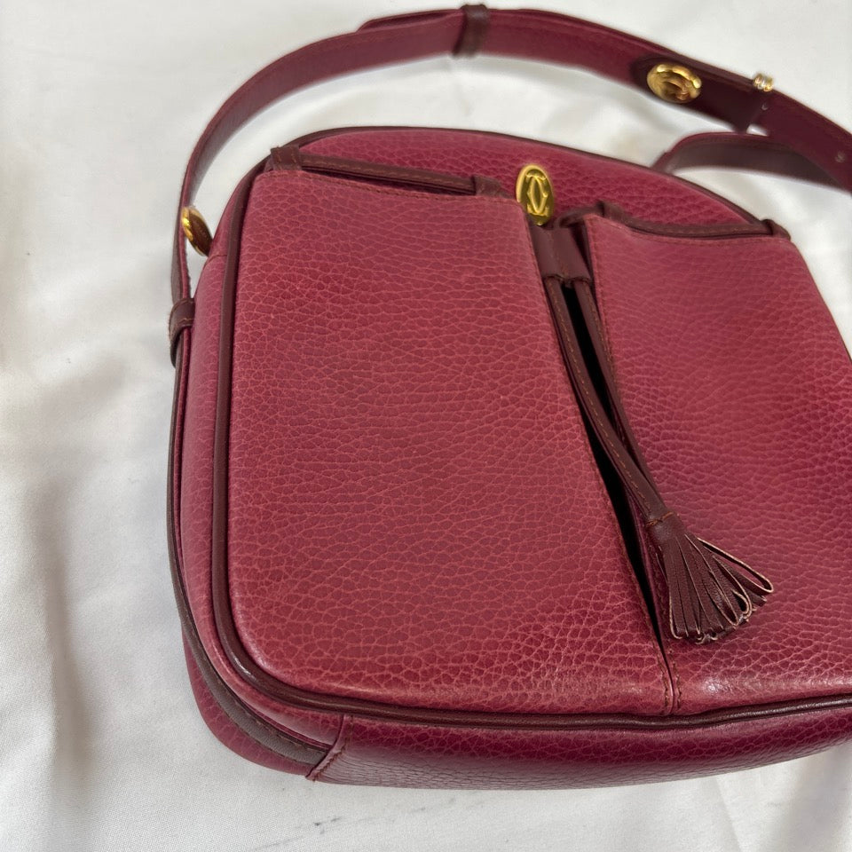 カルティエ CARTIER ショルダーバッグ タッセル マスト ボルドー Cartier カルティエ ショルダーバッグ マストライン ロゴ レザー 斜め