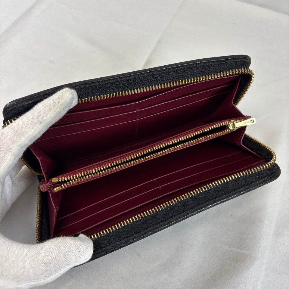 LOEWE　ロエベ　長財布　ロングウォレット　ラウンドファスナー　アナグラム　ブラック