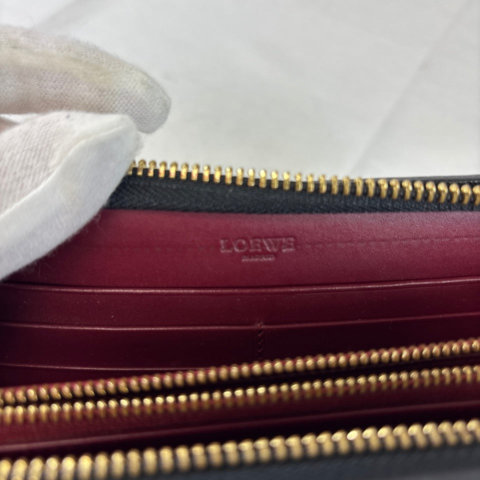 LOEWE　ロエベ　長財布　ロングウォレット　ラウンドファスナー　アナグラム　ブラック