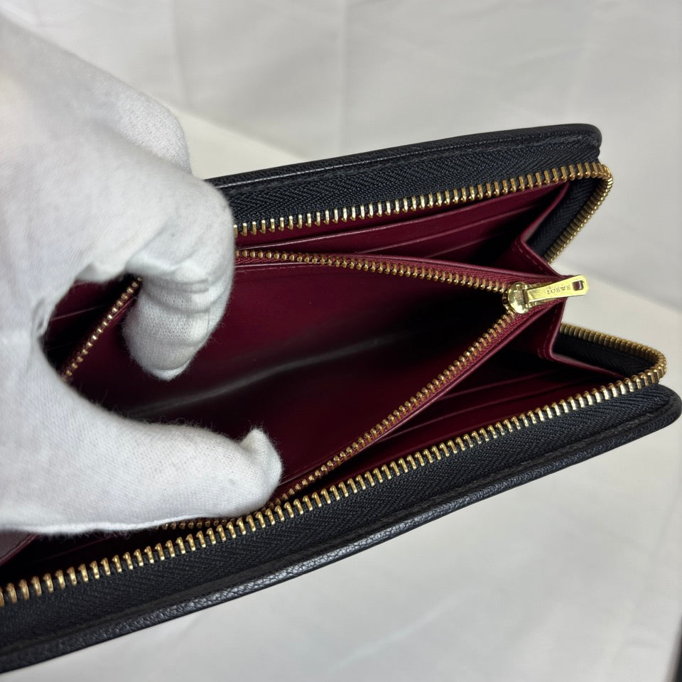 【LOEWE】 美品　長財布　ブラック　男女　ロングウォレット アナグラム LOEWE ロエベ 長財布 ロングウォレット ラウンドファスナー アナグラム