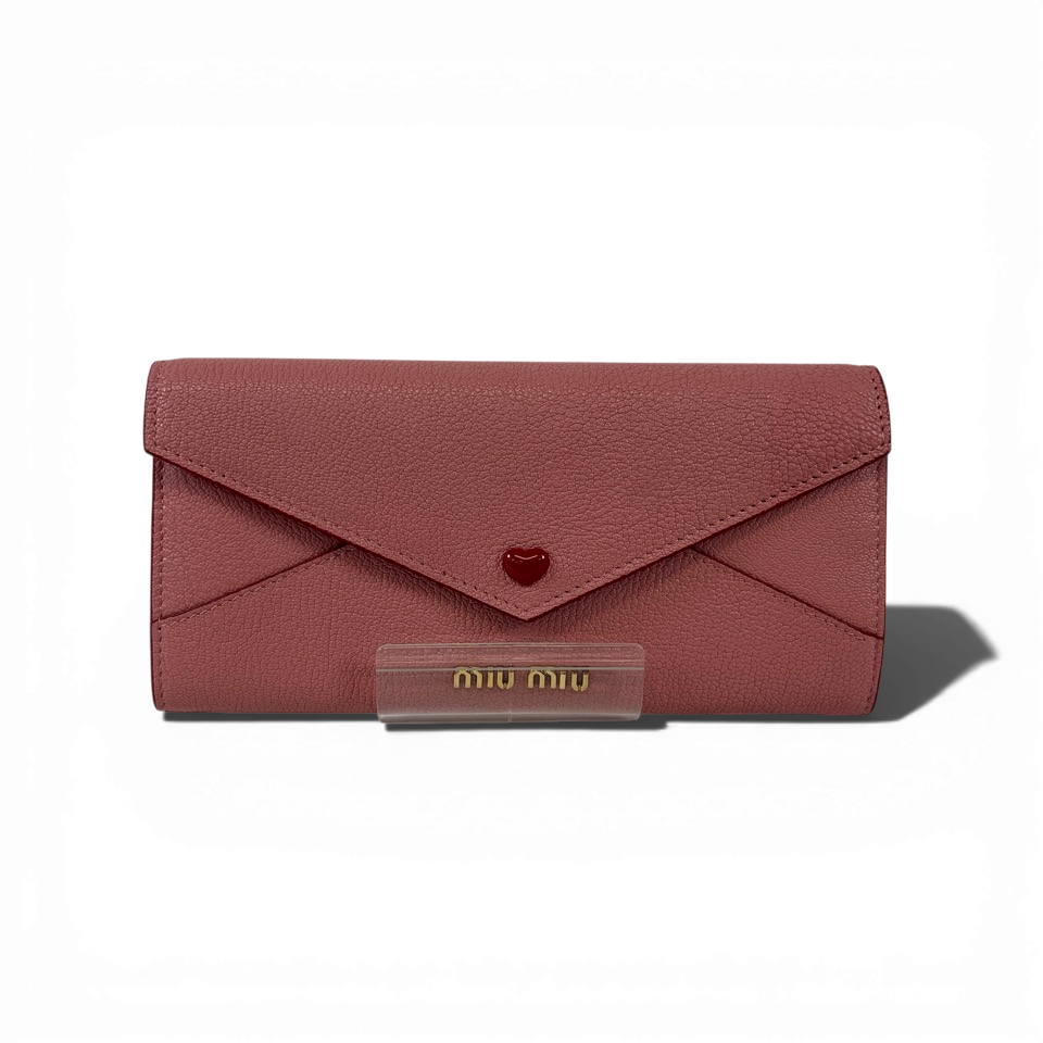 MIUMIU 長財布 ロングウォレット マドラス ラブレター ハート ピンク