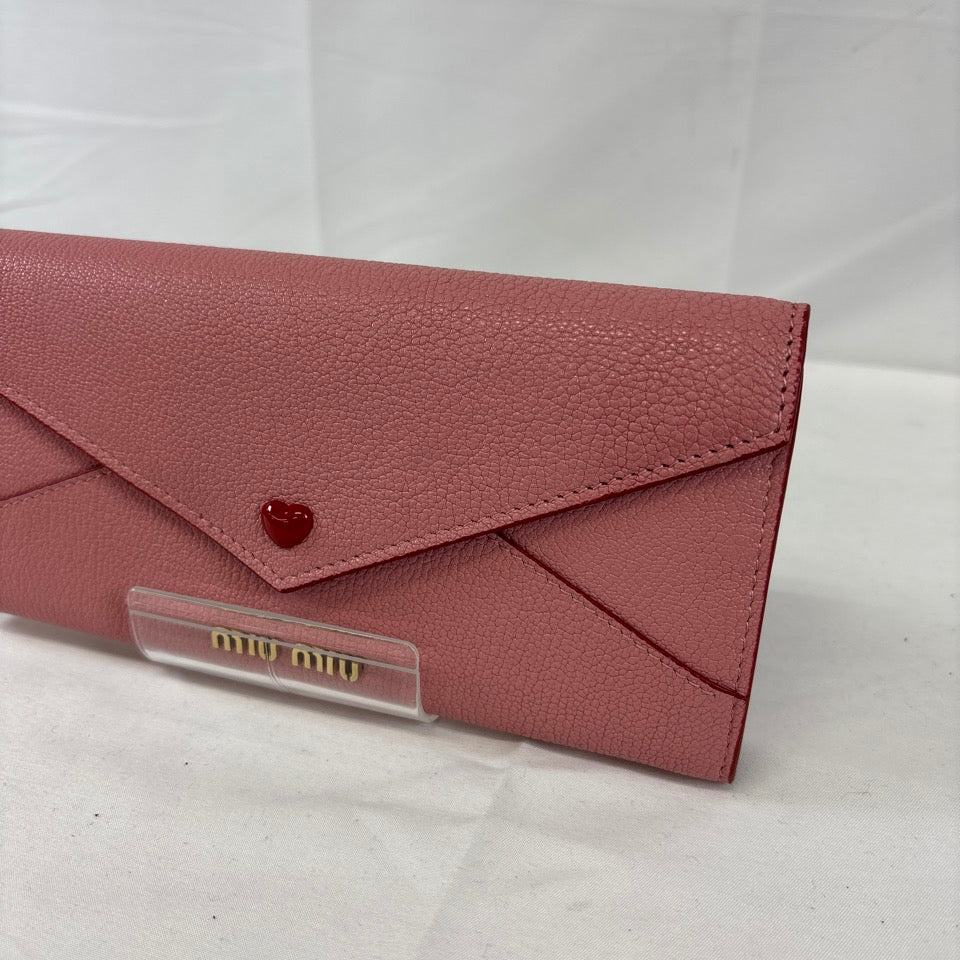 MIUMIU　長財布　ロングウォレット　マドラス　ラブレター　ハート　ピンク