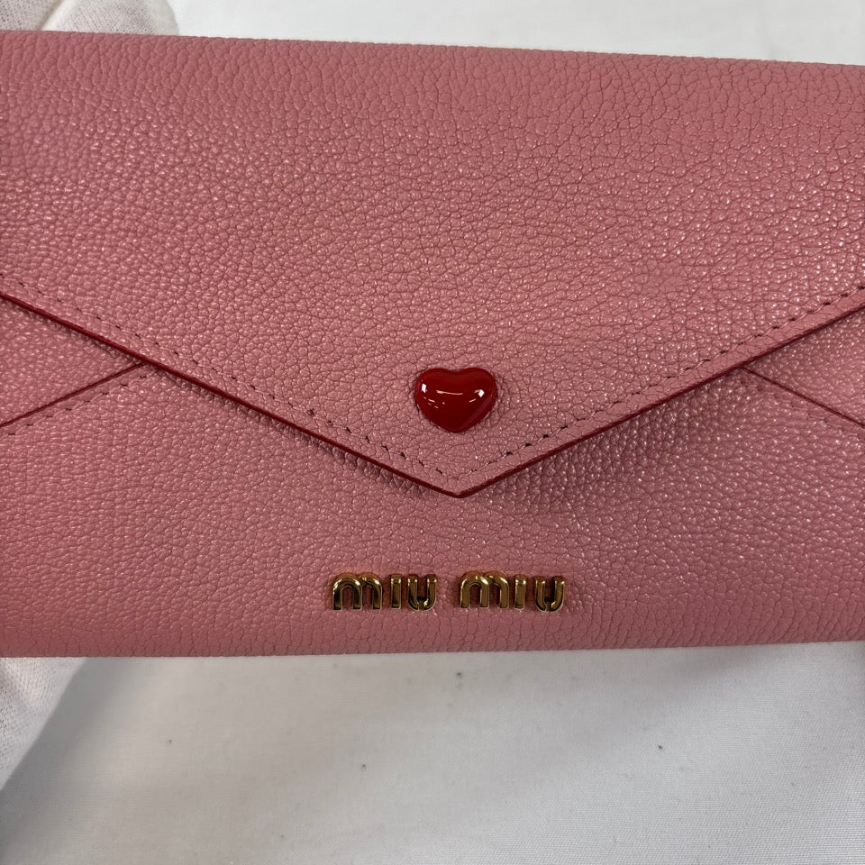 MIUMIU 長財布 ロングウォレット マドラス ラブレター ハート ピンク