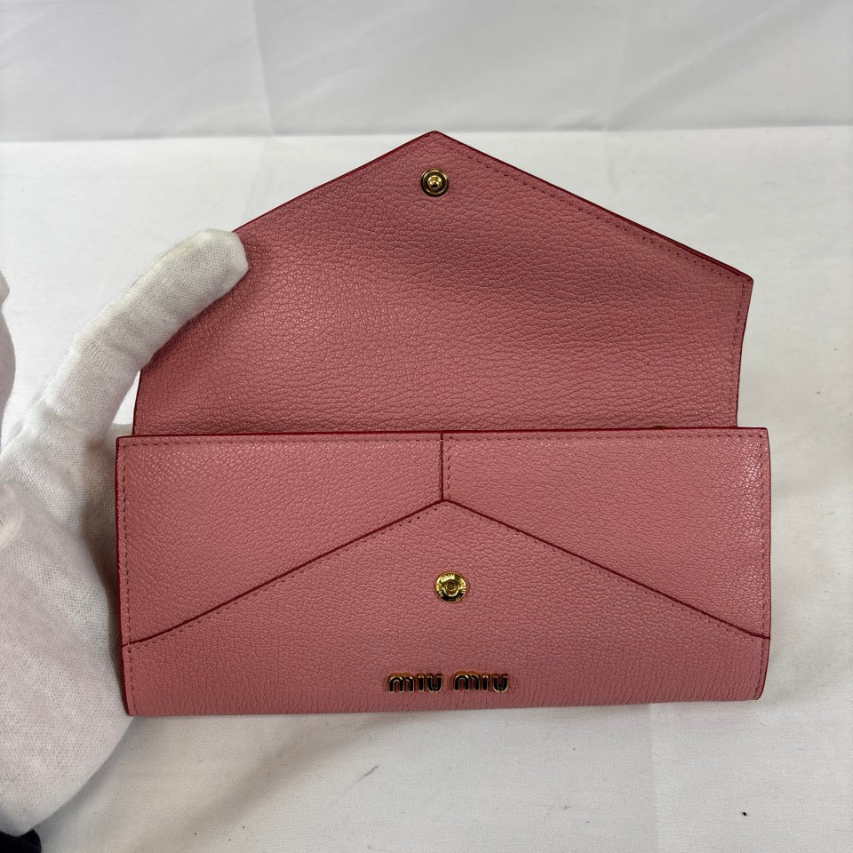 MIUMIU 長財布 ロングウォレット マドラス ラブレター ハート ピンク