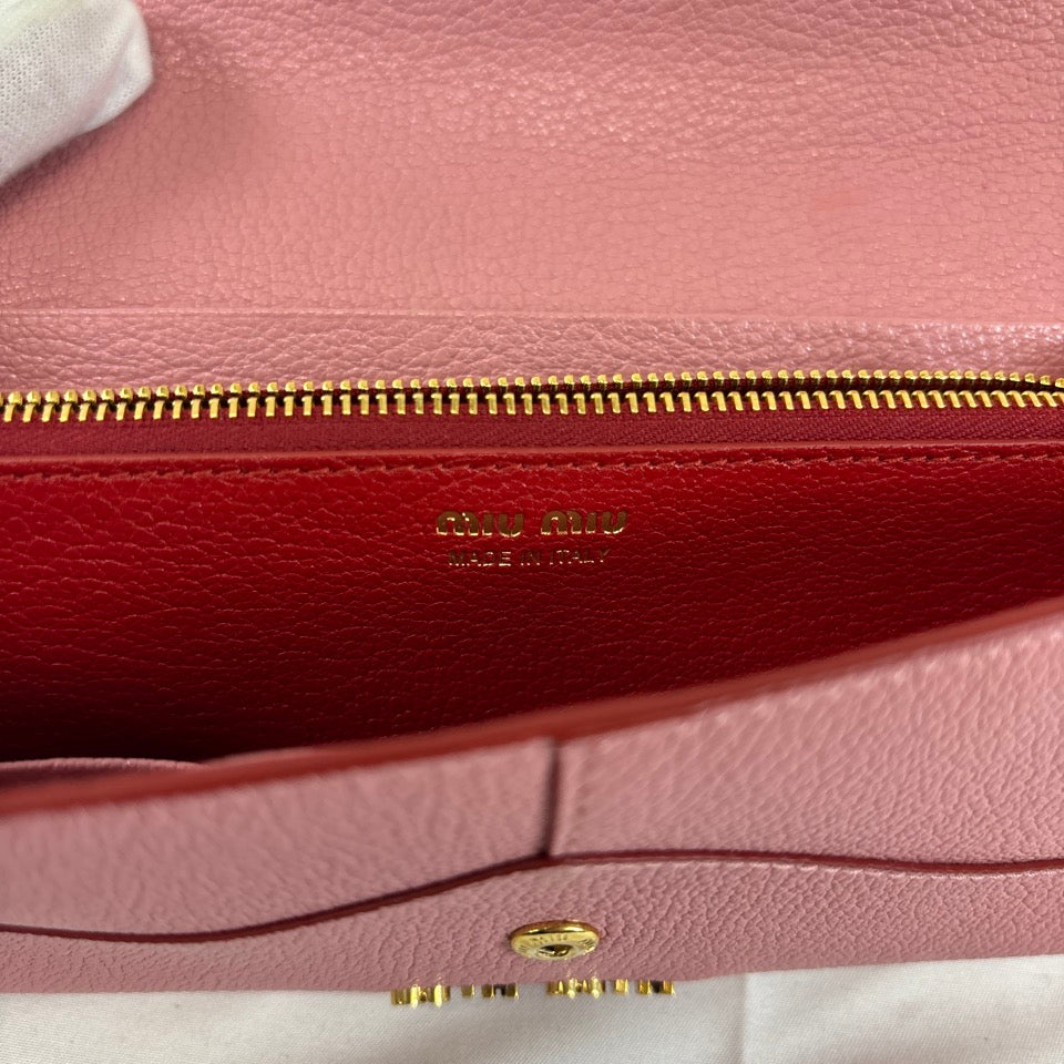MIUMIU 長財布 ロングウォレット マドラス ラブレター ハート ピンク