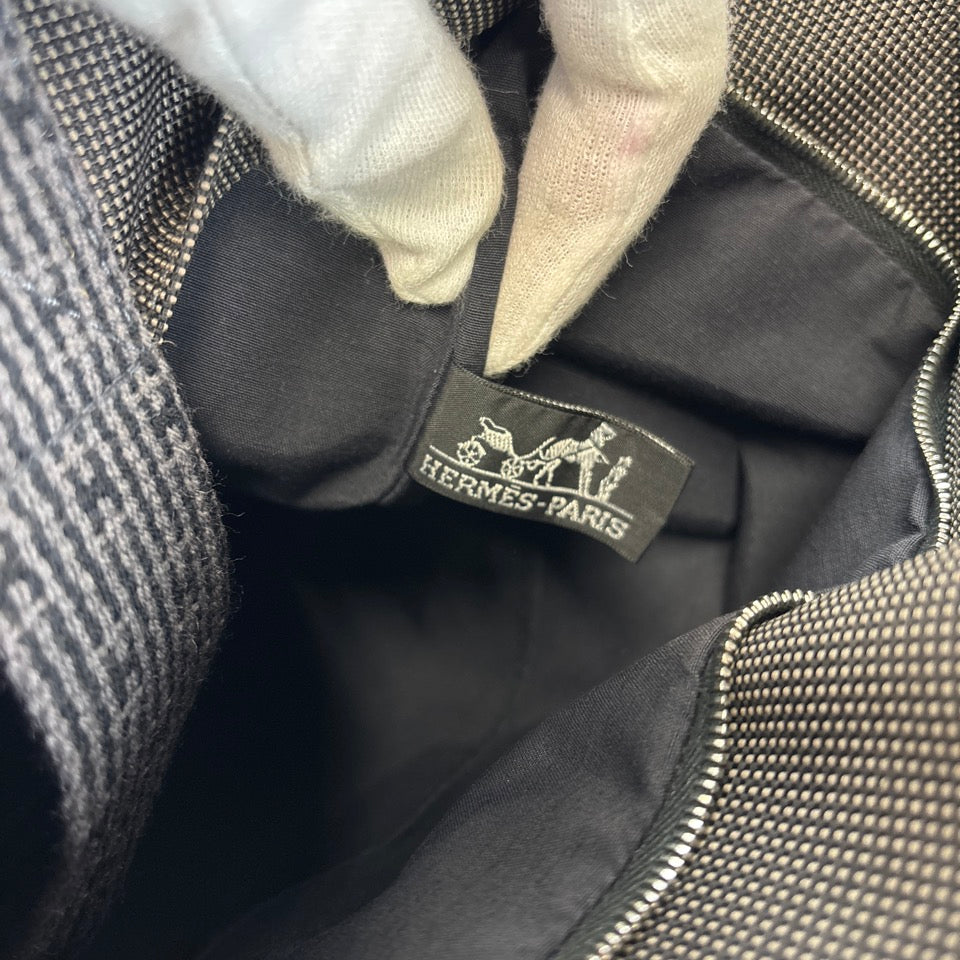 HERMES エールライン カバス Hロゴ ハンドバッグ トートバッグ キャンバス グレー