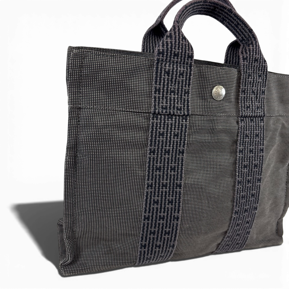 HERMES エルメス トートバッグ エールラインPM キャンバス グレー