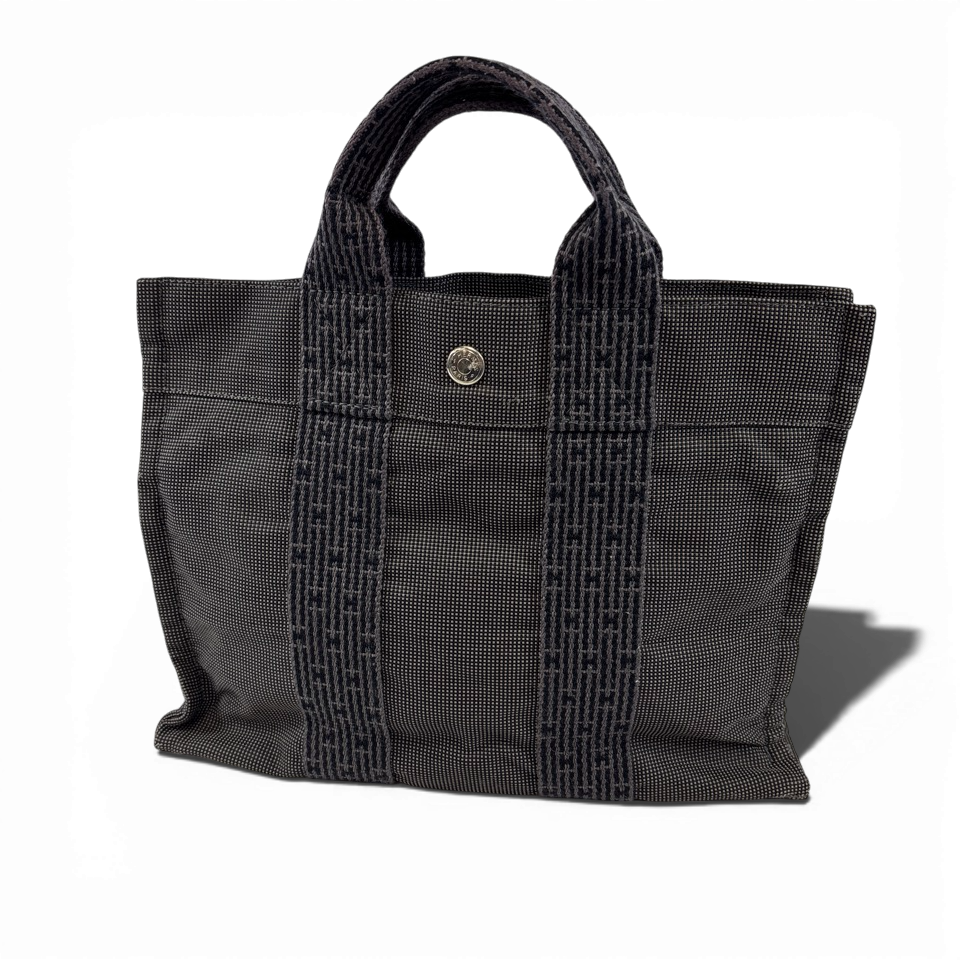 HERMES エルメス トートバッグ エールラインPM キャンバス グレー