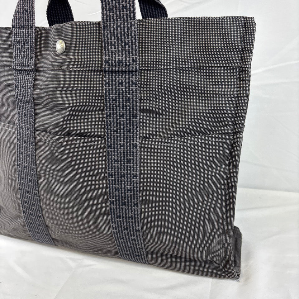 HERMES エルメス エールラインMM トートバッグ キャンバス グレー