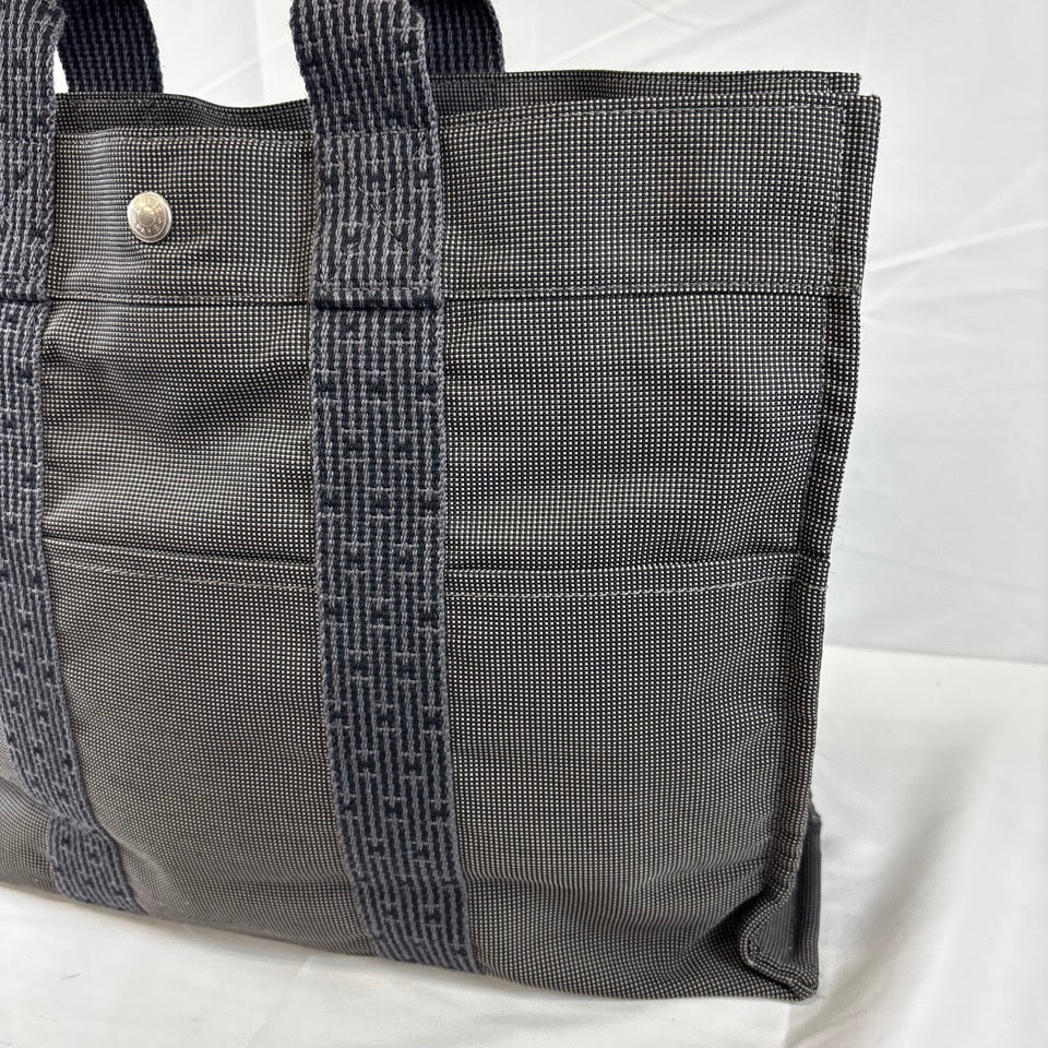 HERMES エルメス エールラインMM トートバッグ キャンバス グレー