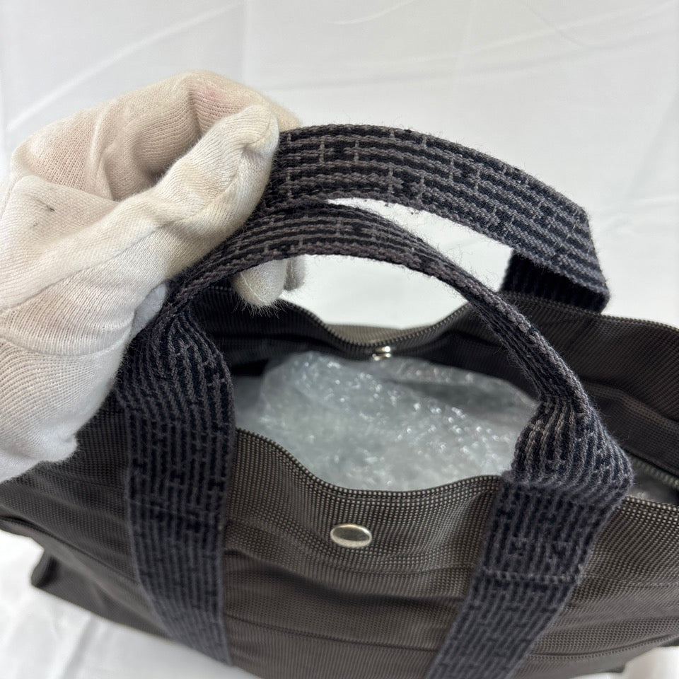 HERMES エルメス エールラインMM トートバッグ キャンバス グレー