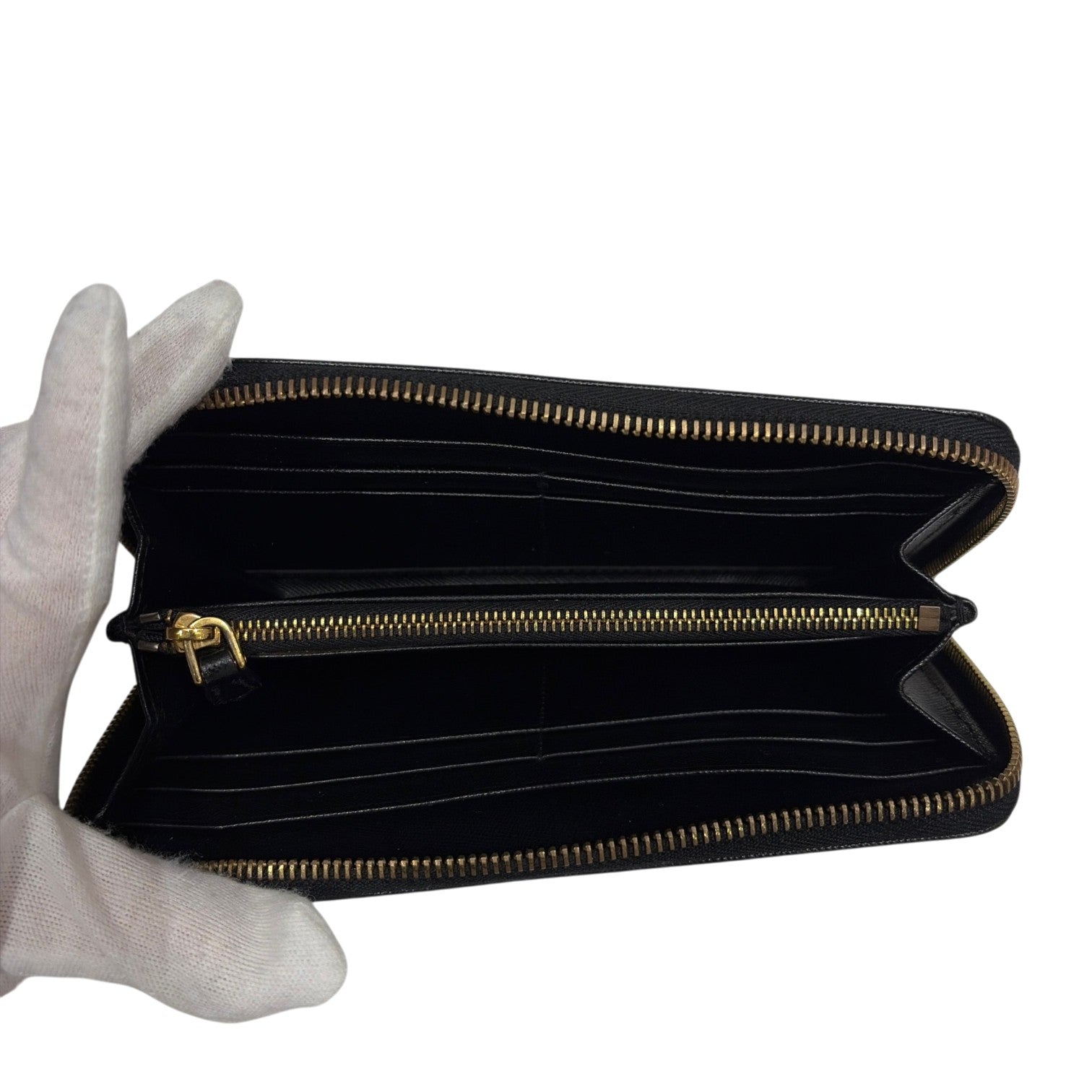 PRADA プラダ サフィアーノ 長財布 ロングウォレット ラウンドファスナー レザー ブラック レディース メンズ 1M0506