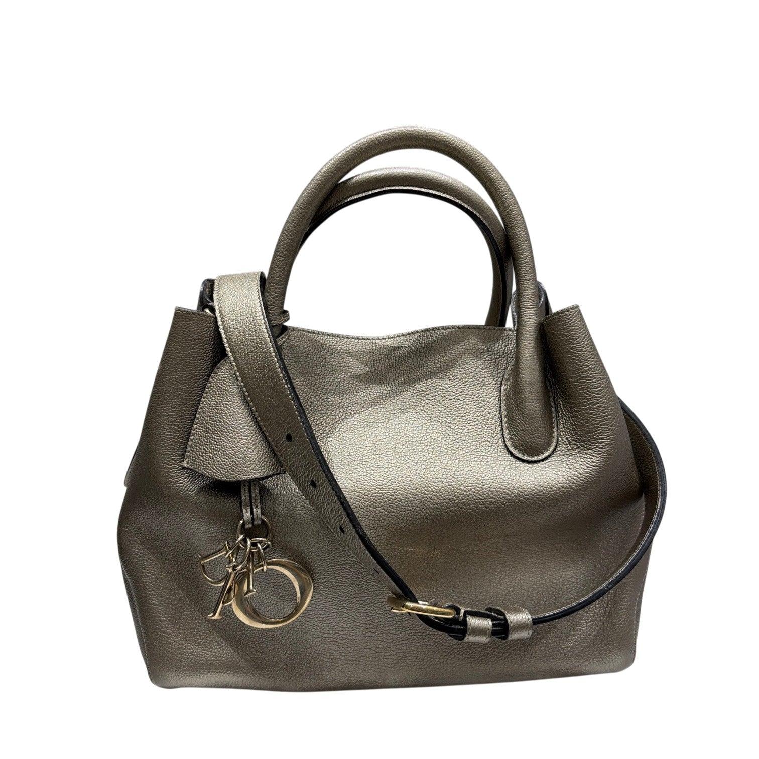 Christian Dior クリスチャンディオール オープンバー 2way ハンドバッグ ショルダーバッグ ゴールド ゴールド金具 ロゴ チャーム レディース