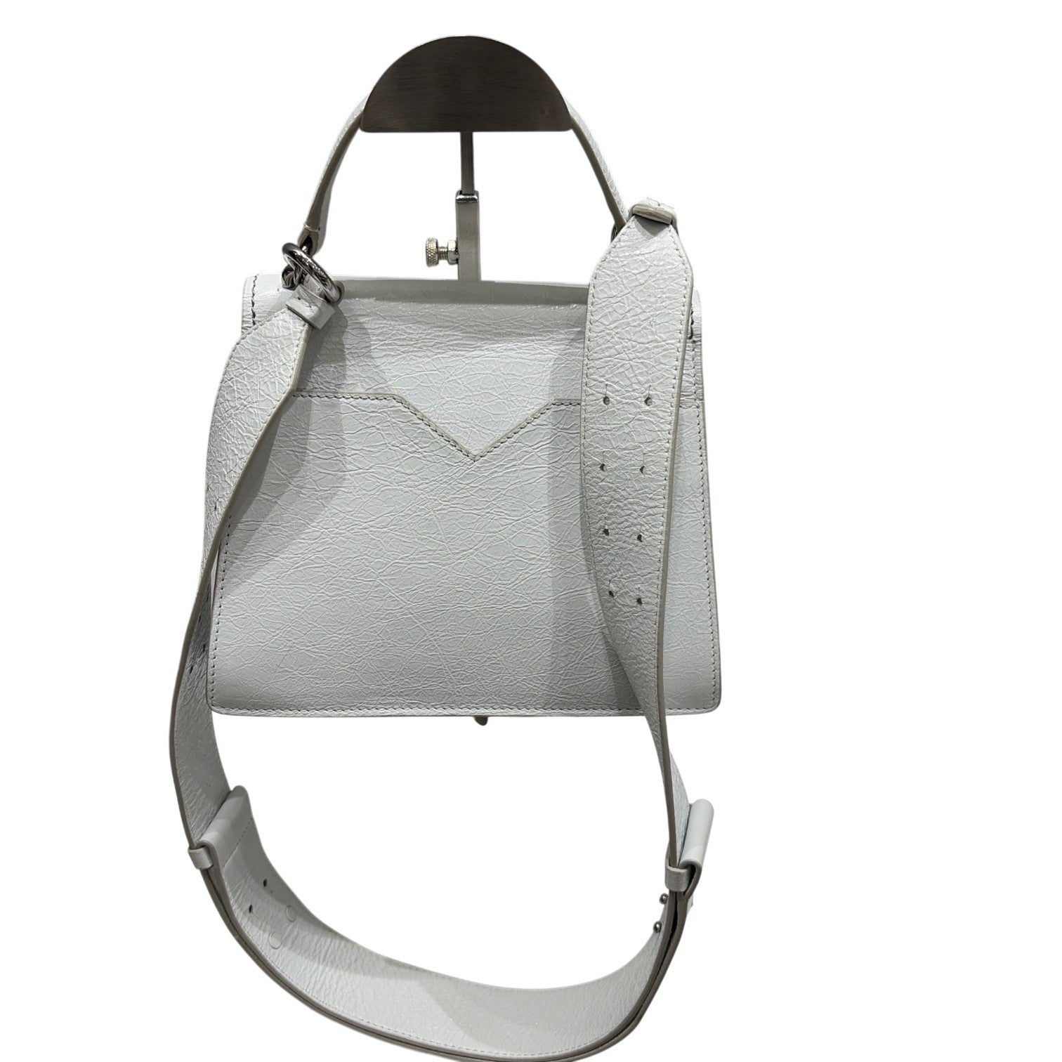Maison Margiela メゾンマルジェラ MM6 ハンドバッグ ショルダーバッグ 2way フラップバッグ レザー ホワイト シルバー金具 21SS レディース