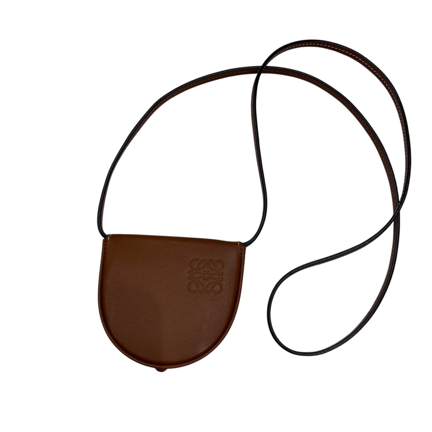 LOEWE ロエベ ヒールポーチ ミニ コインケース アナグラム レザー ブラウン タン レディース メンズ