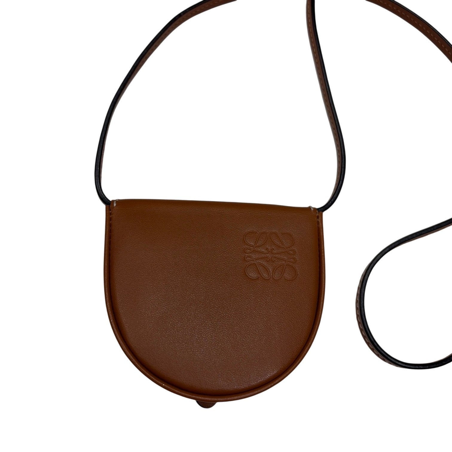 LOEWE ロエベ ヒールポーチ ミニ コインケース アナグラム レザー ブラウン タン レディース メンズ