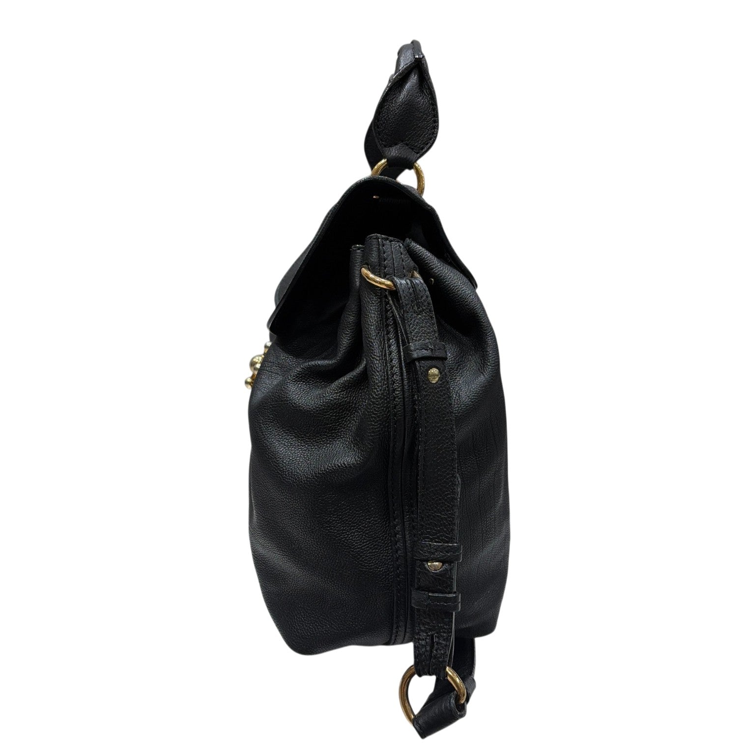 Chloe クロエ エルシー 2way ハンドバッグ ショルダーバッグ ブラック ゴールド金具 レザー レディース