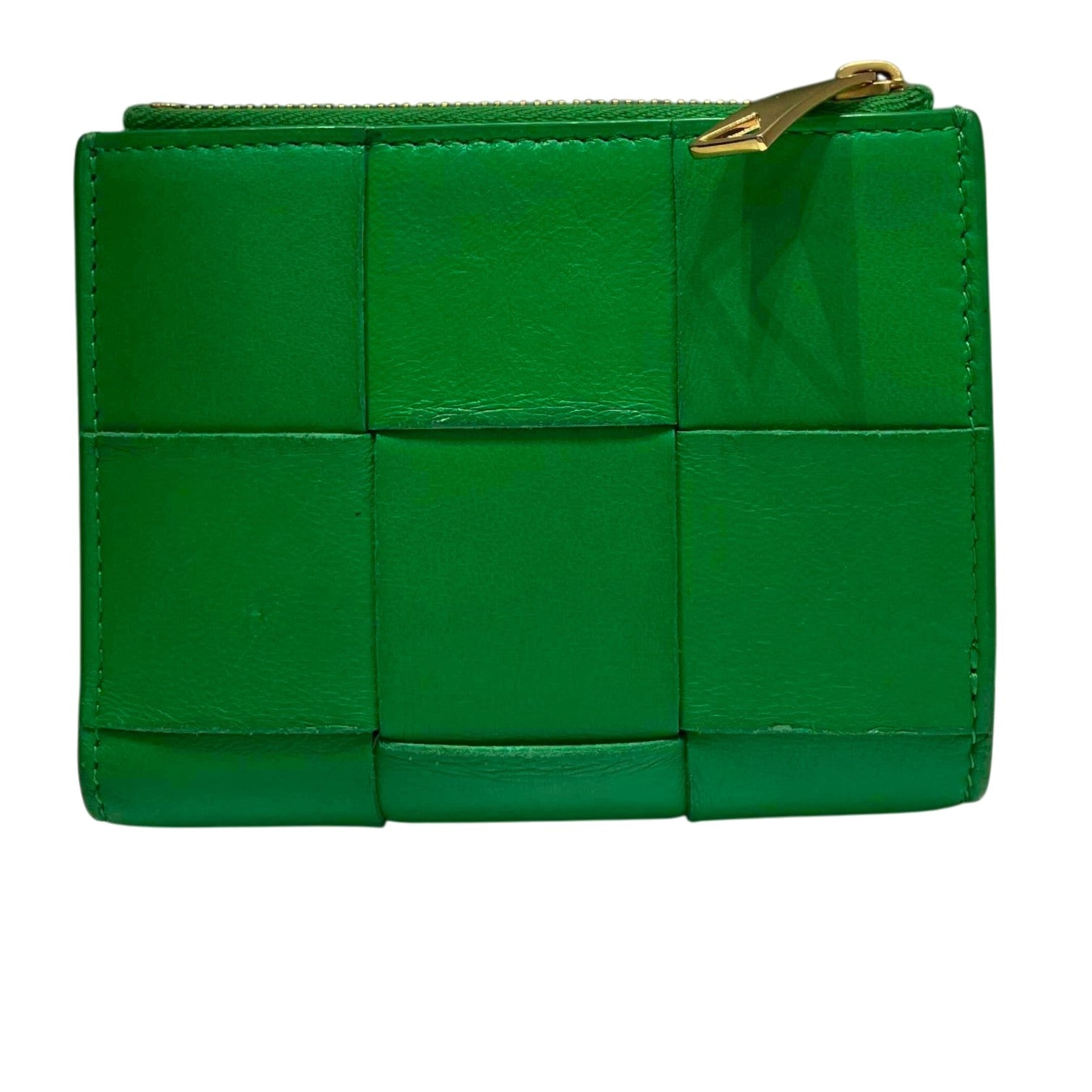 BOTTEGA VENETA ボッテガヴェネタ 二つ折り財布 カセット グリーン レザー レディース メンズ