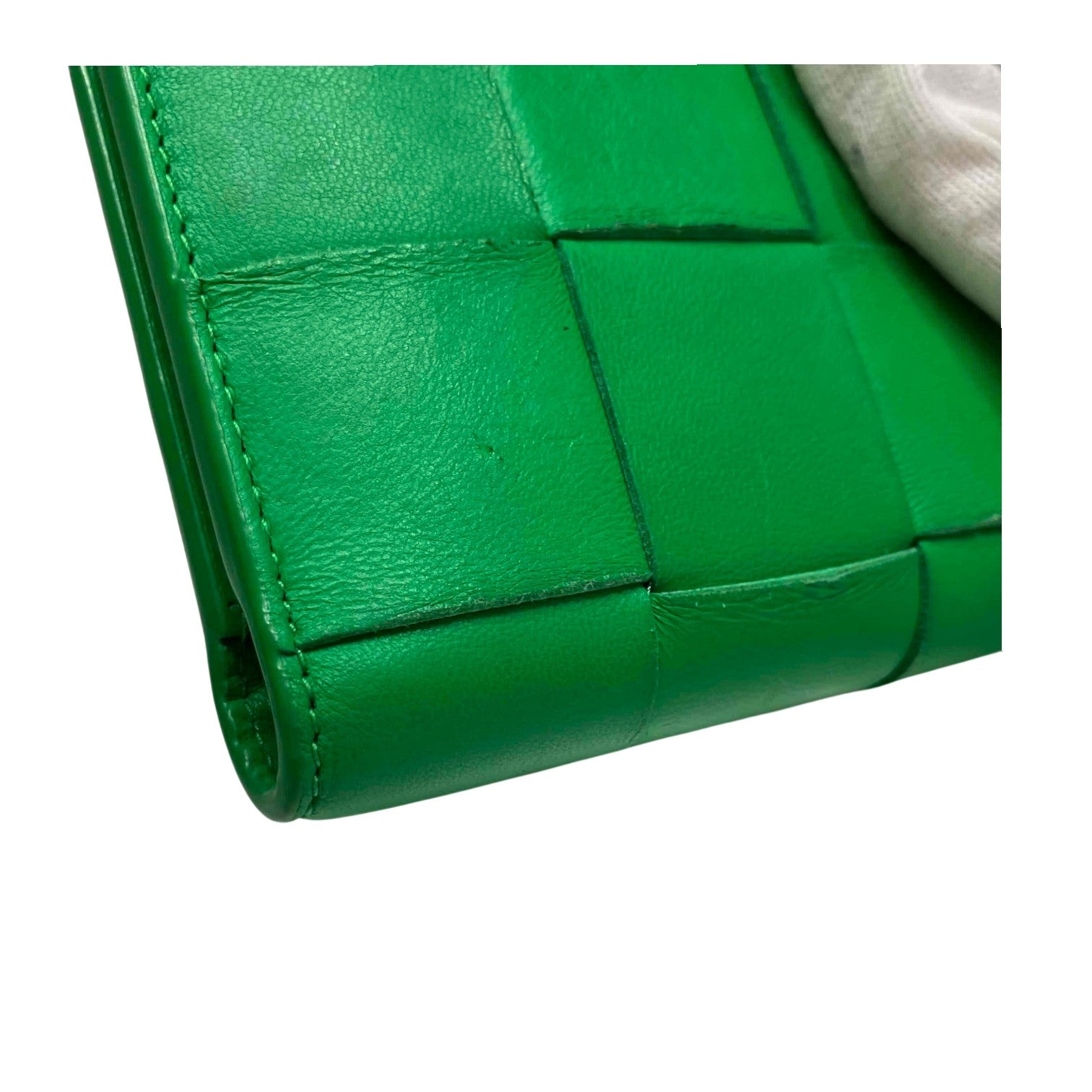 BOTTEGA VENETA ボッテガヴェネタ 二つ折り財布 カセット グリーン レザー レディース メンズ