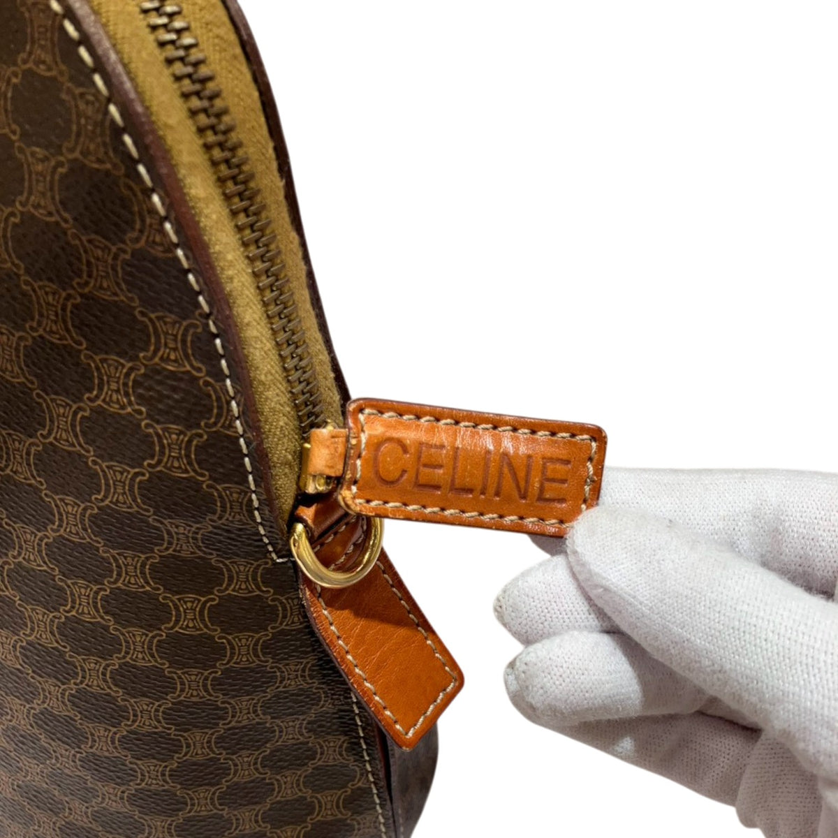 CELINE セリーヌ ハンドバッグ ショルダーバッグ 2way マカダム ブラウン レザー PVC レディース